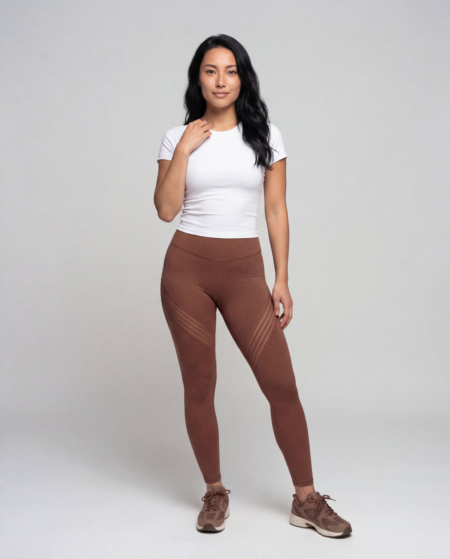 Damen Yoga-Leggings Hochgeschnitten Mesh-Einsätze Schwarz - Norvielle