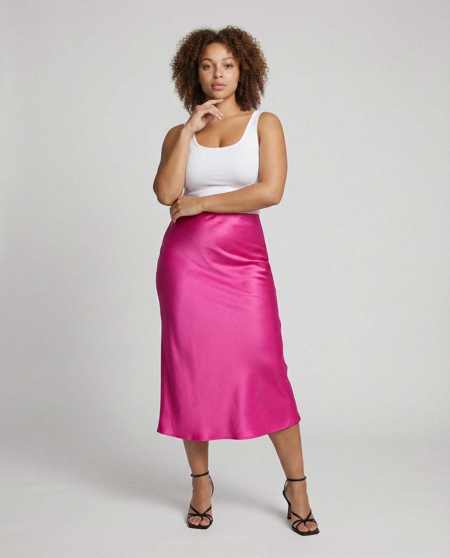 Damen Maxirock Satin Hochgeschnitten Schrägschnitt - Norvielle