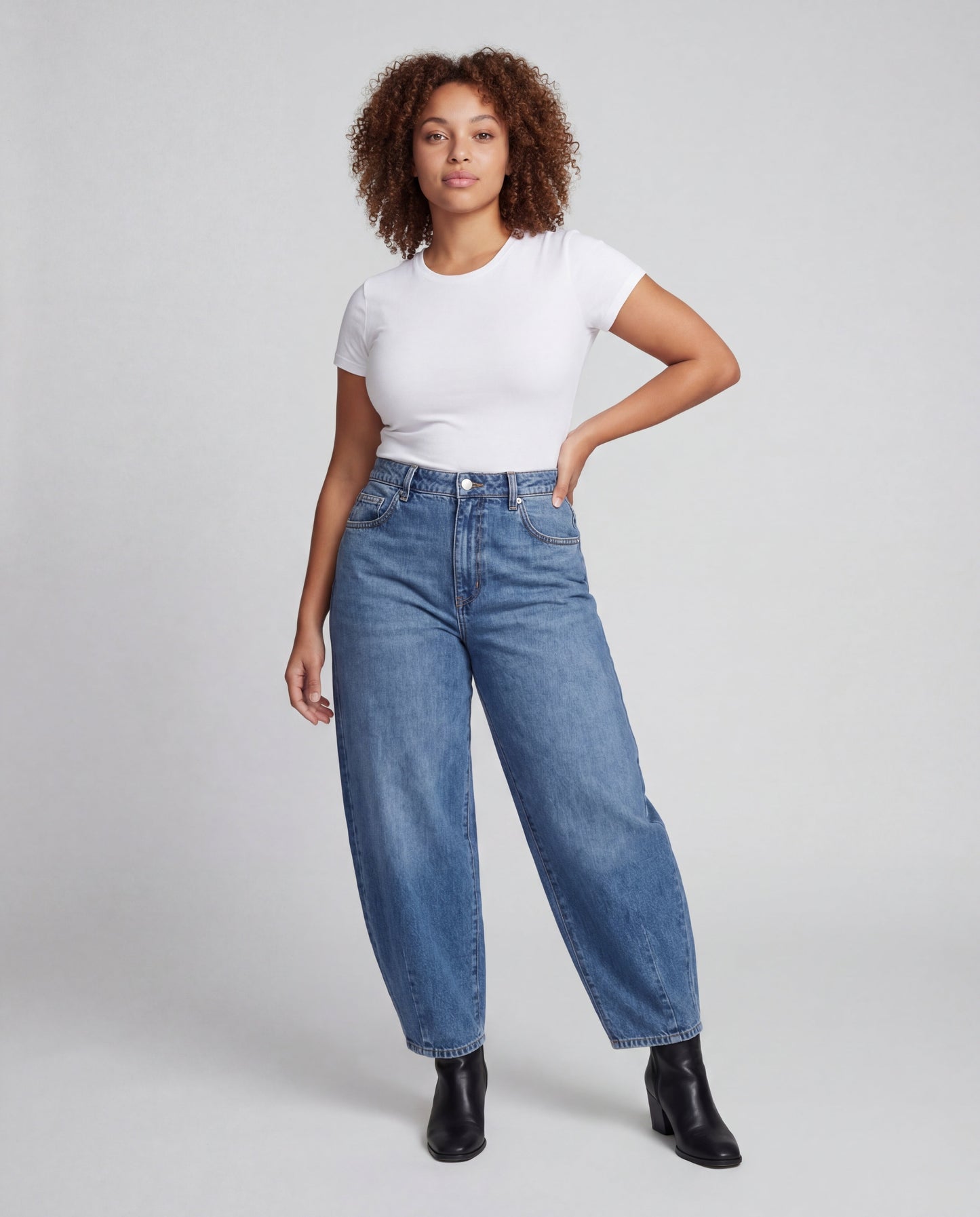 Damen Hochtaillierte Balloon-Jeans Kniepasse - Norvielle