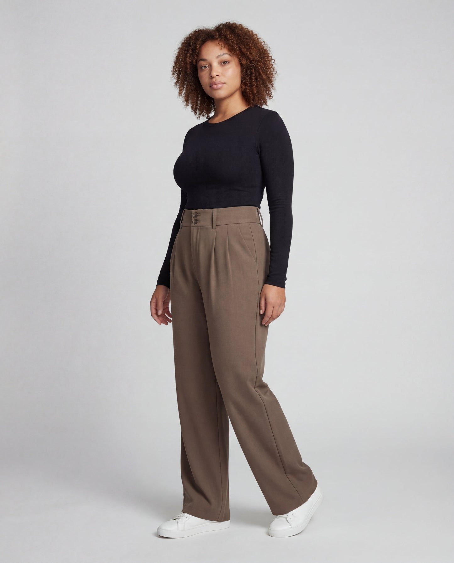 Damen Palazzo-Hose Hochtailliert Doppelknopf - Norvielle