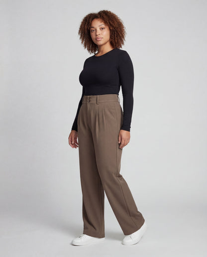 Damen Palazzo-Hose Hochtailliert Doppelknopf - Norvielle