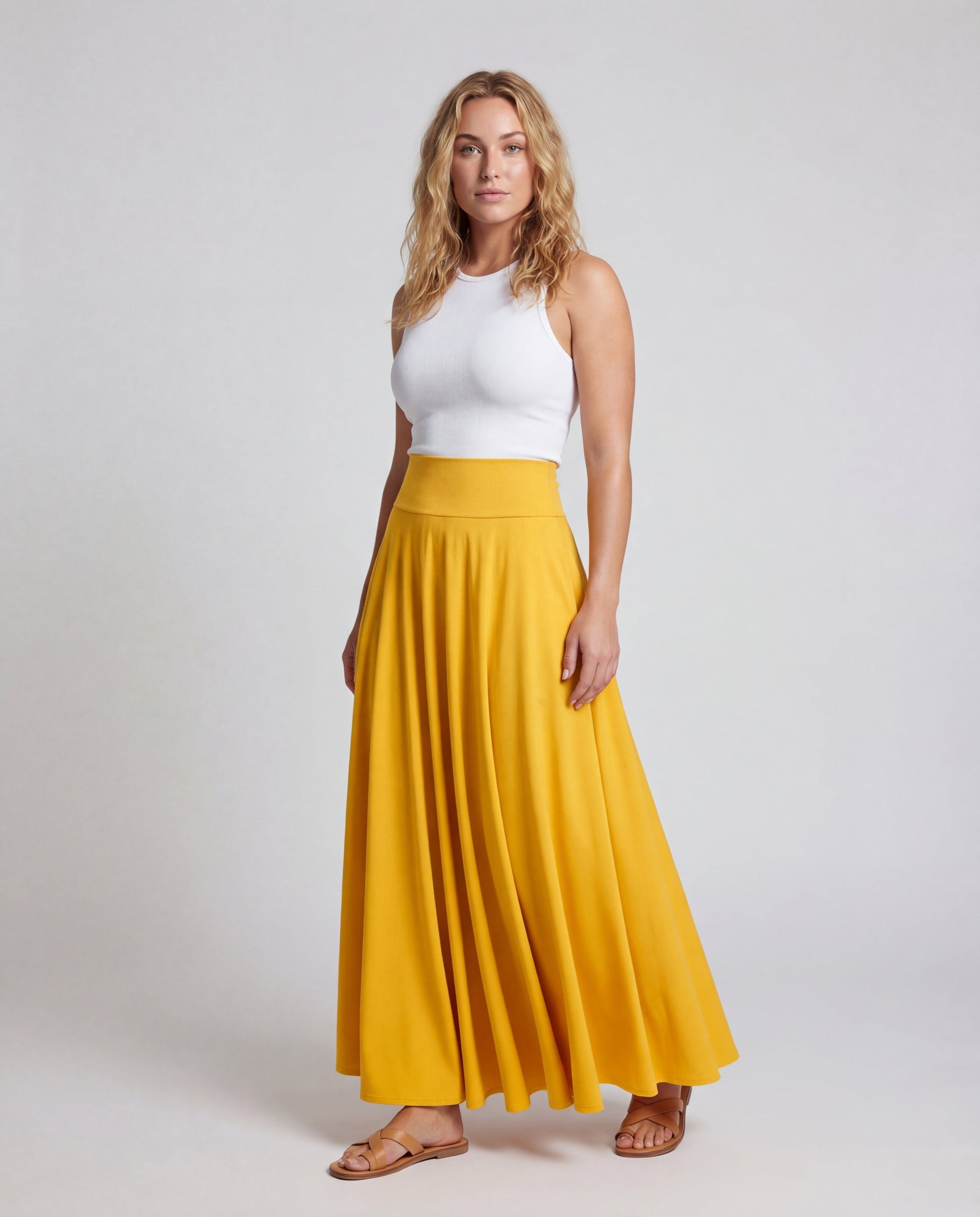 Damen Maxirock Rundschnitt Breites Taillenpanel - Norvielle