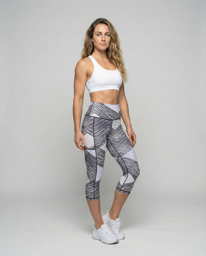 Damen Capri Leggings Scribble Print - Norvielle