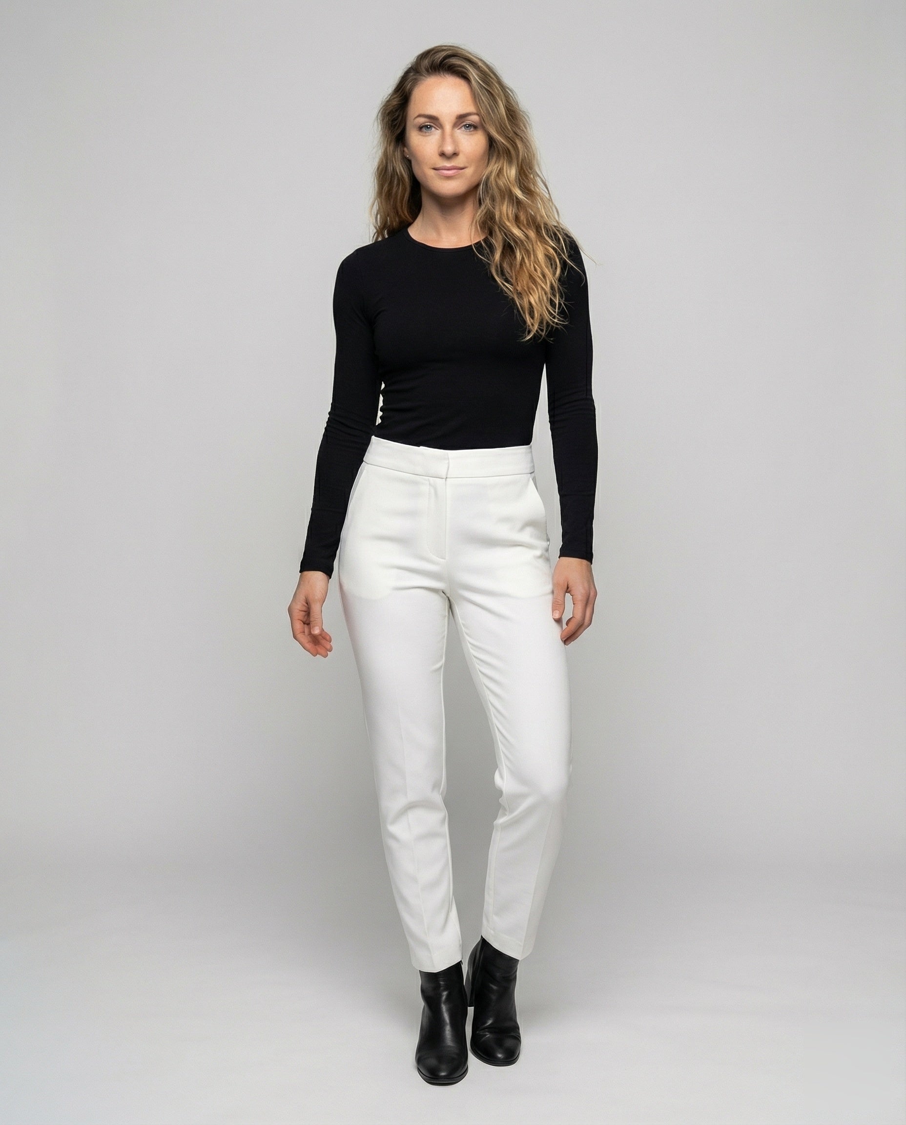 Damen Stretchhose Knöchellang Mit Komfortbund - Norvielle