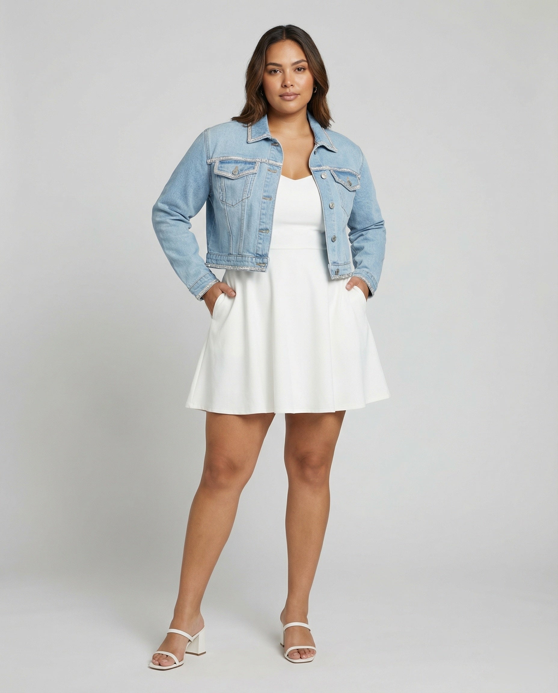 Damen Jeansblazer Kurz Offene Saumkanten - Norvielle