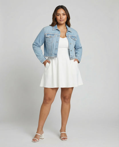 Damen Jeansblazer Kurz Offene Saumkanten - Norvielle