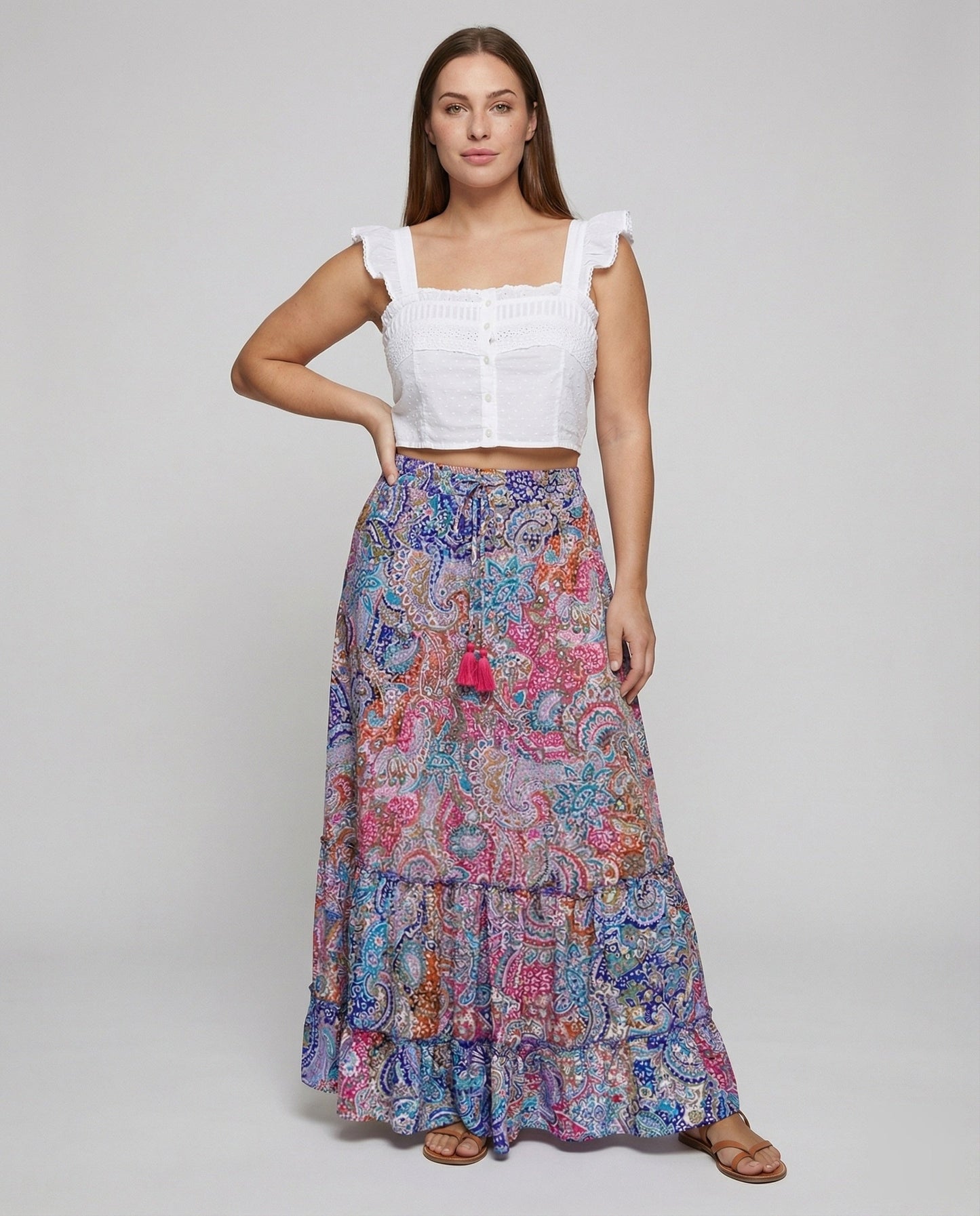 Damen Boho Rock Gestuft Patchwork Volant - Norvielle