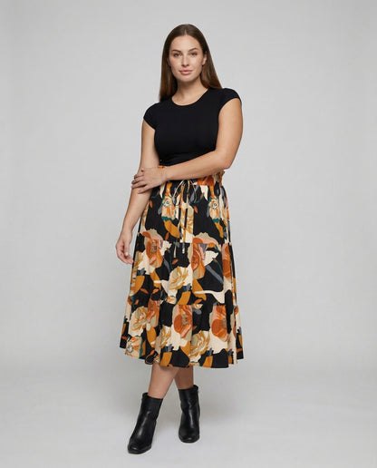 Damen Stufenrock Lang Paperbag-Taille - Norvielle