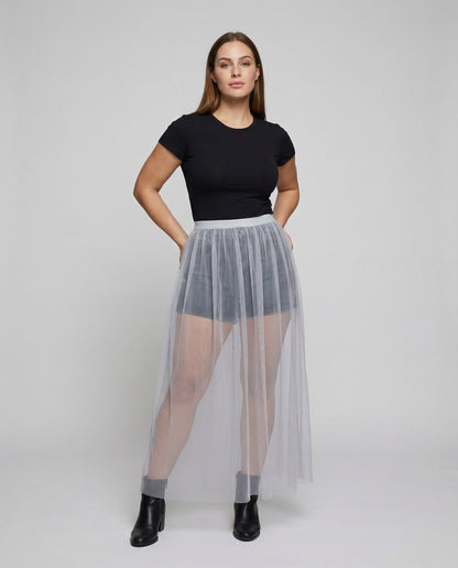 Damen Tüllrock mit Jeans-Shorts Unterrock - Norvielle