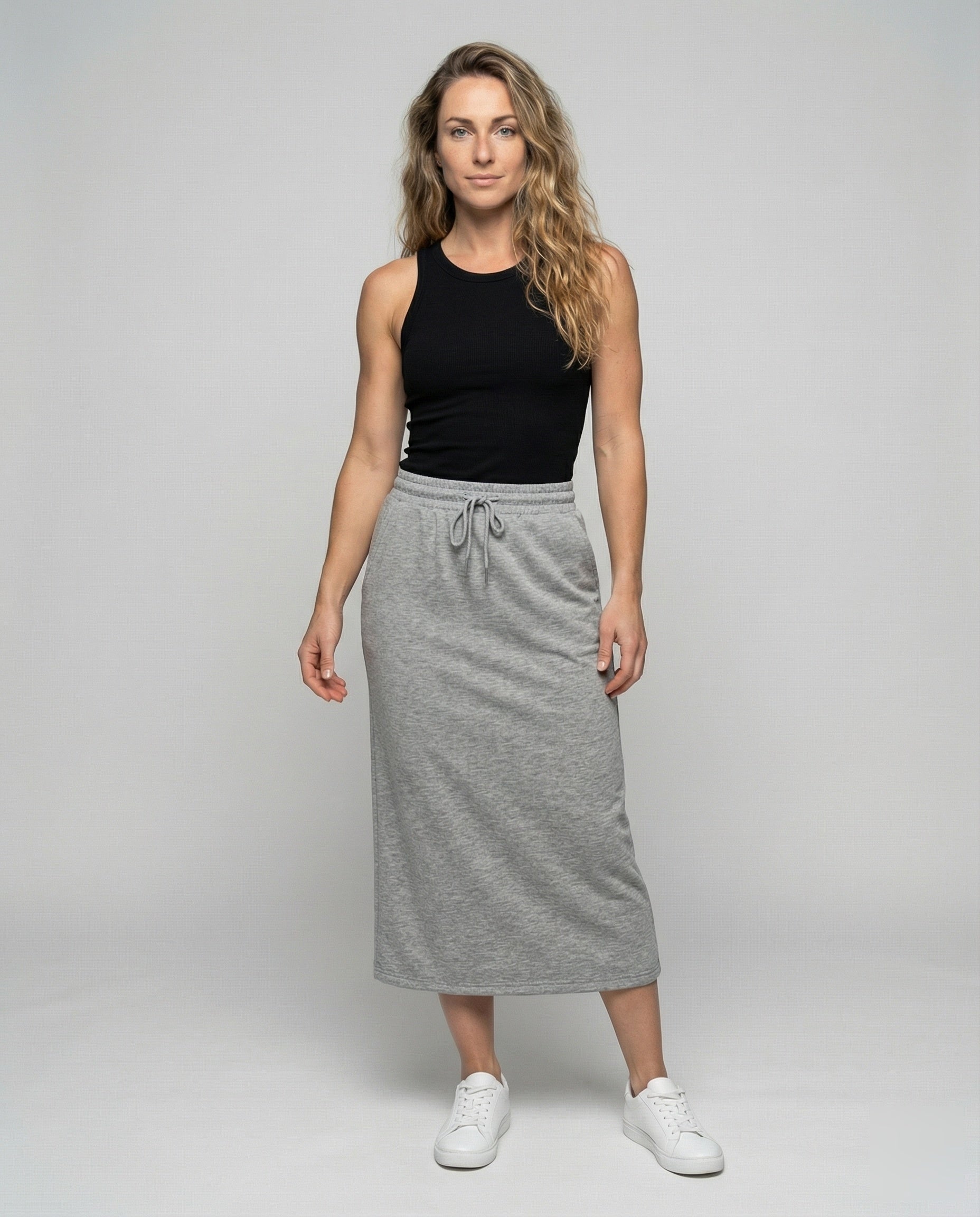 Damen Midirock Sweatlook Schwarz - Norvielle