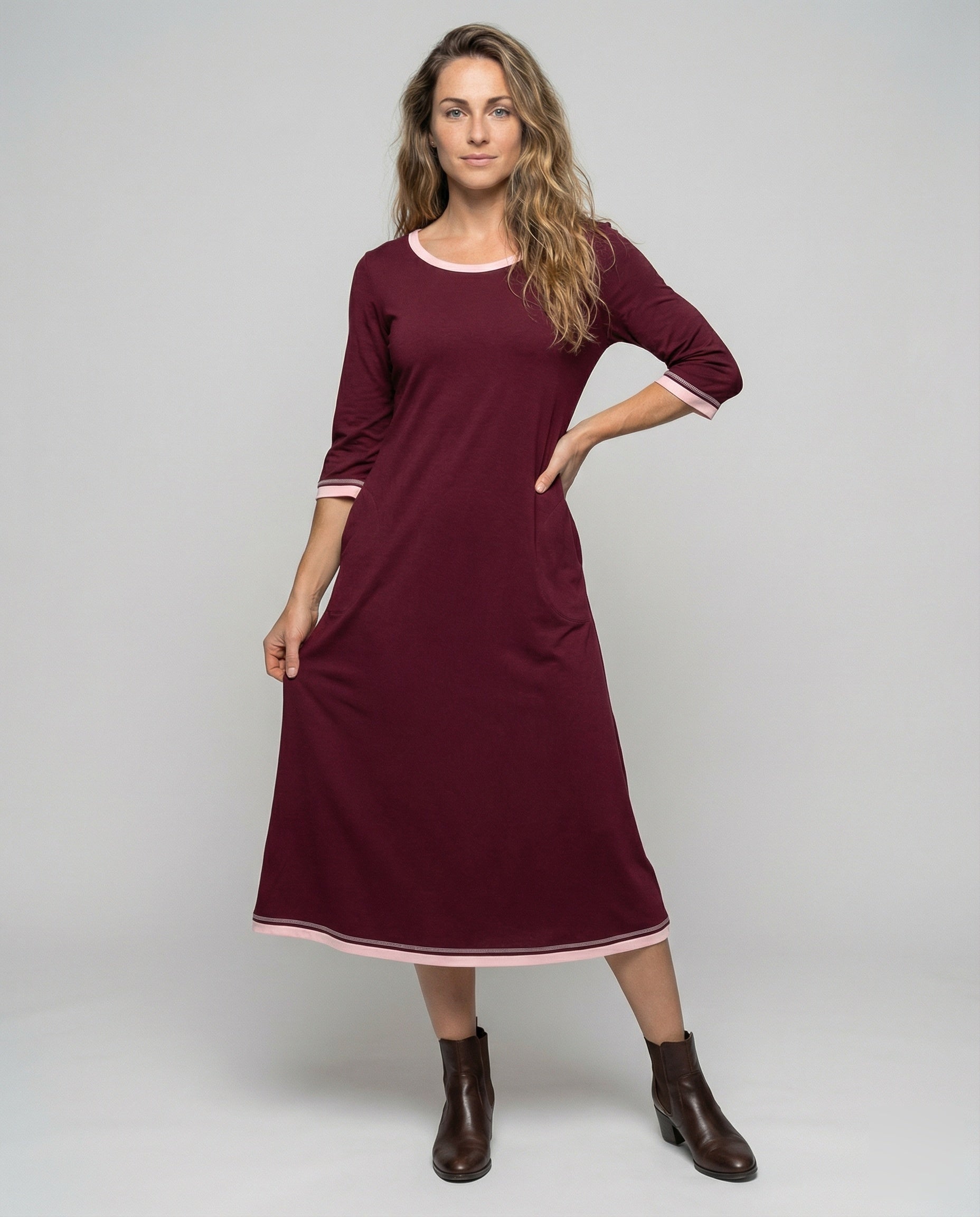 Damen Maxi-Nachtkleid Stretchjersey Bequem - Norvielle