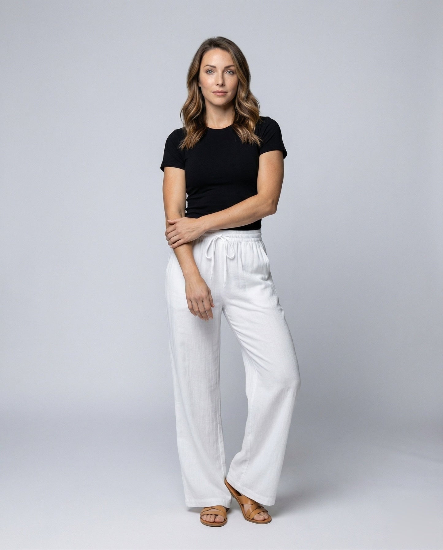 Damen Leichte Baumwollhose Weites Bein - Norvielle