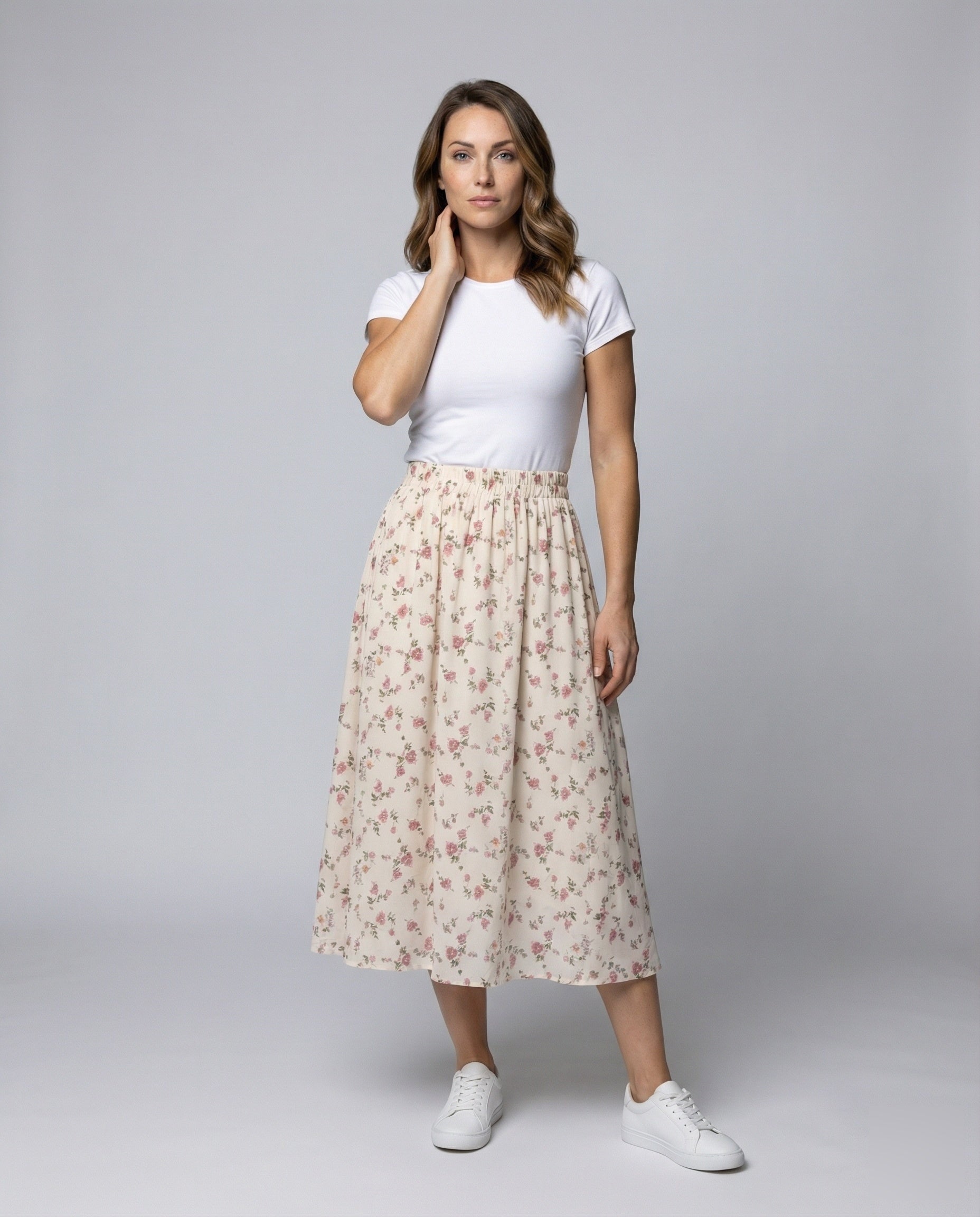 Damen A-Linie Midirock Leichter Chiffon - Norvielle