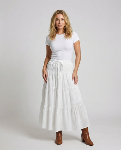 Damen Maxi-Lagenrock Voluminös Mehrschichtig Schwarz - Norvielle