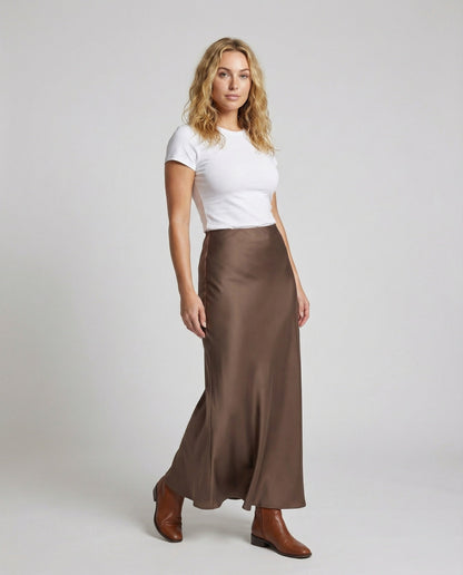 Damen Maxi-Satinrock Trompetensaum - Norvielle