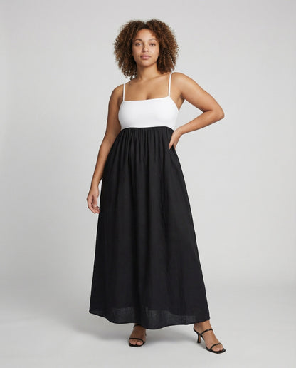 Damen Maxikleid Tiefausgeschnitten Rücken Schwarz - Norvielle
