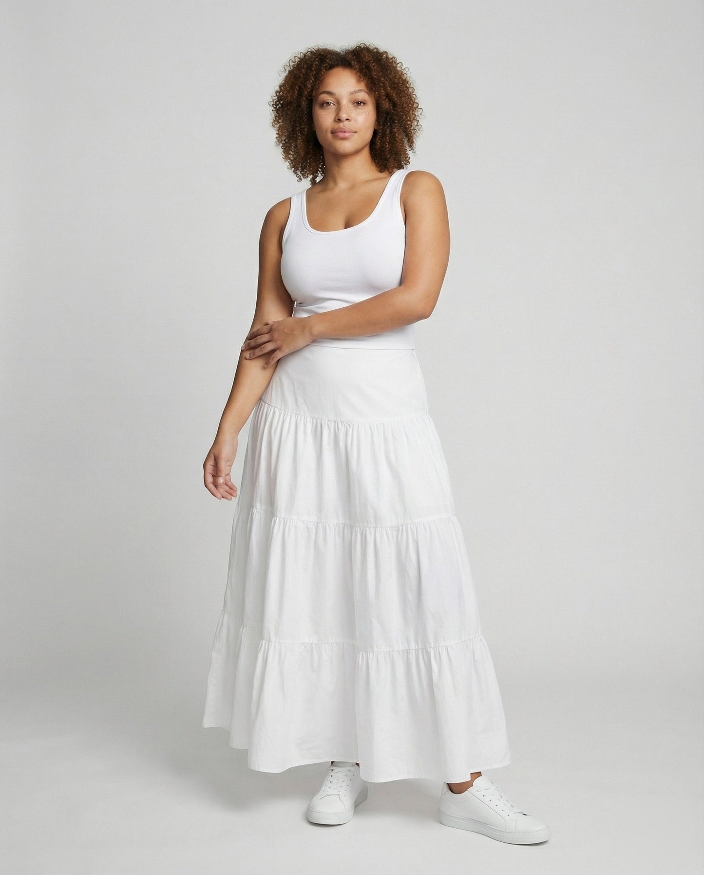 Damen Maxi-Stufenrock Mehrlagig mit Bindeband - Norvielle