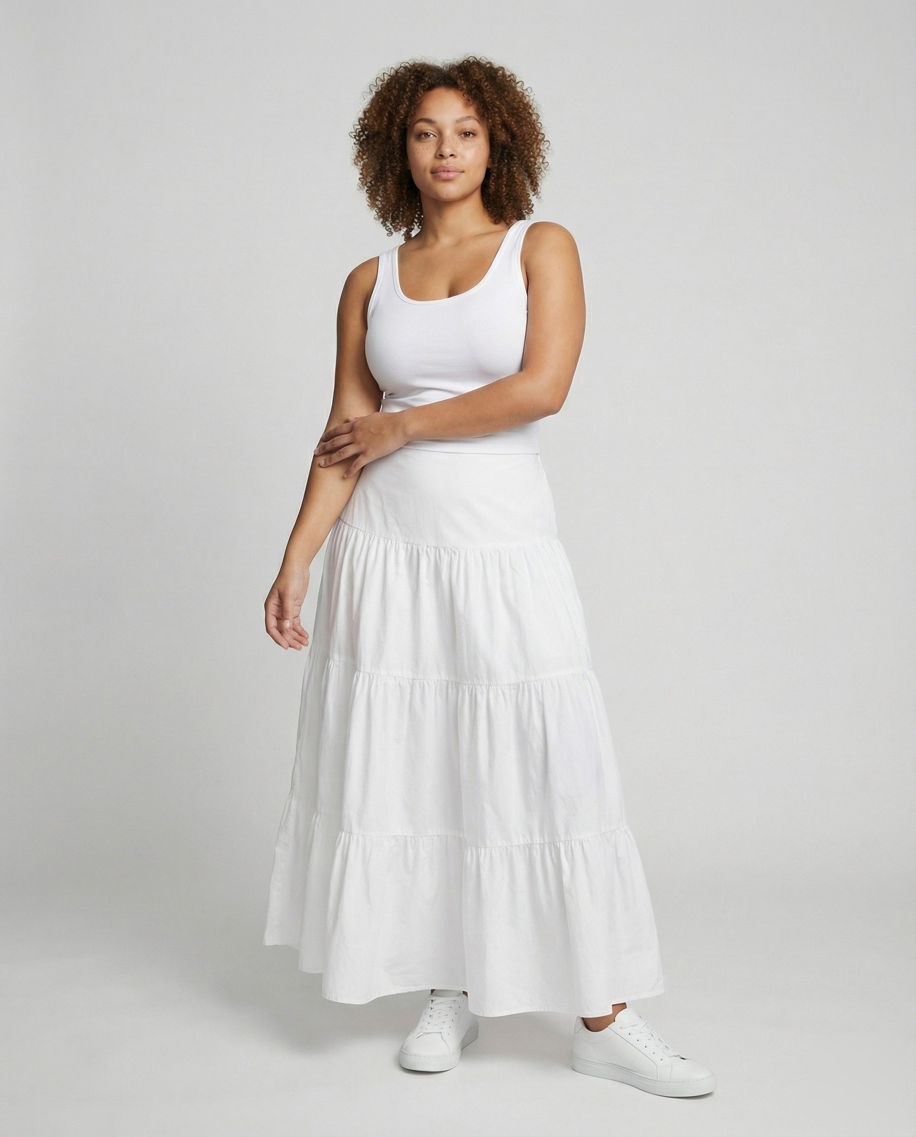 Damen Maxi-Stufenrock Mehrlagig mit Bindeband - Norvielle
