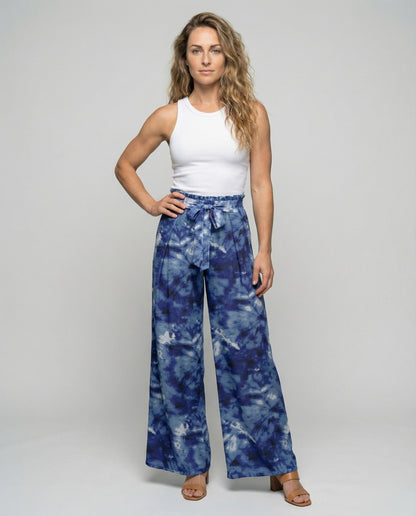 Damen Palazzohose Fließend Mit Bindegürtel - Norvielle