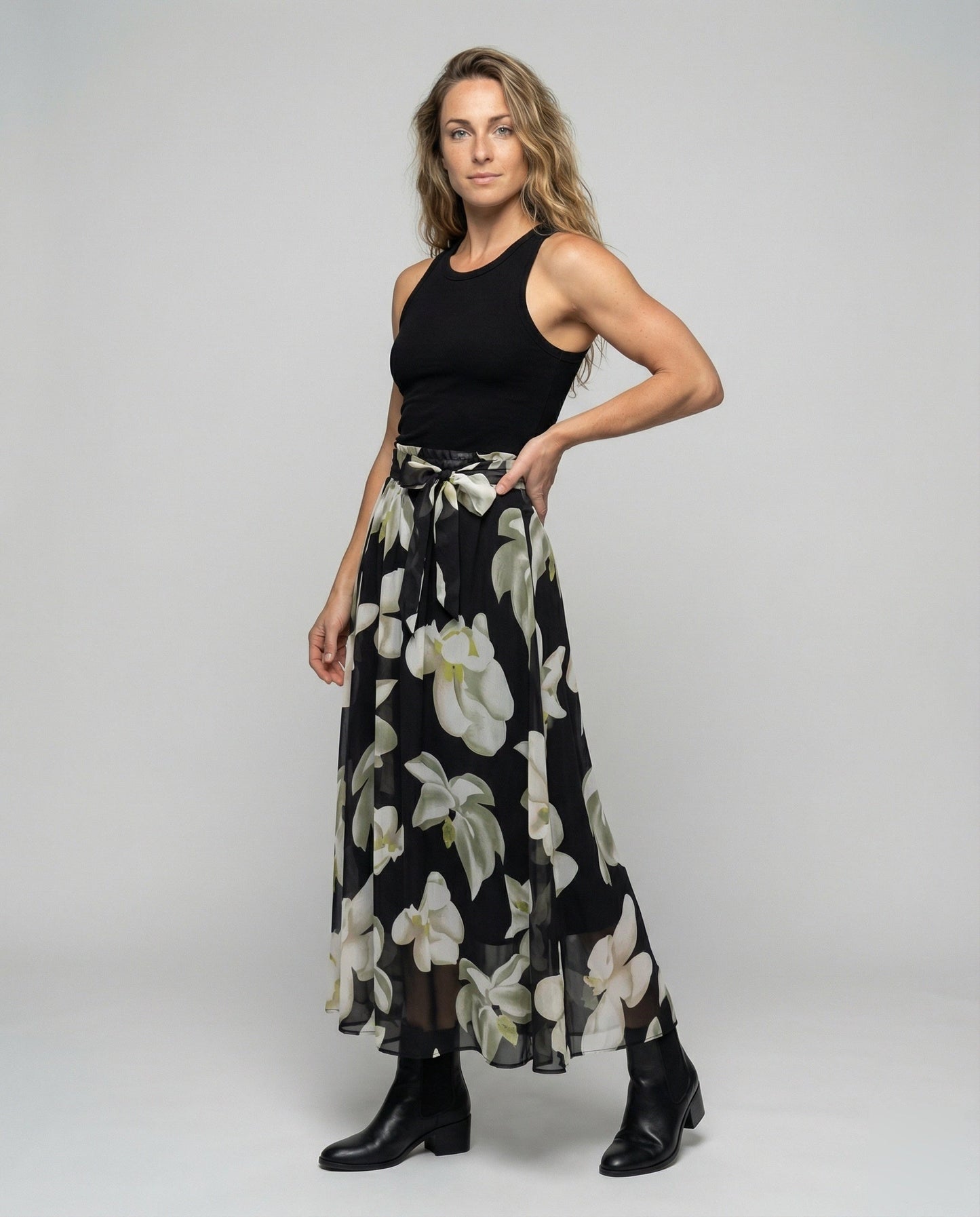 Damen Midaxi-Rock Blumenprint Fließend - Norvielle
