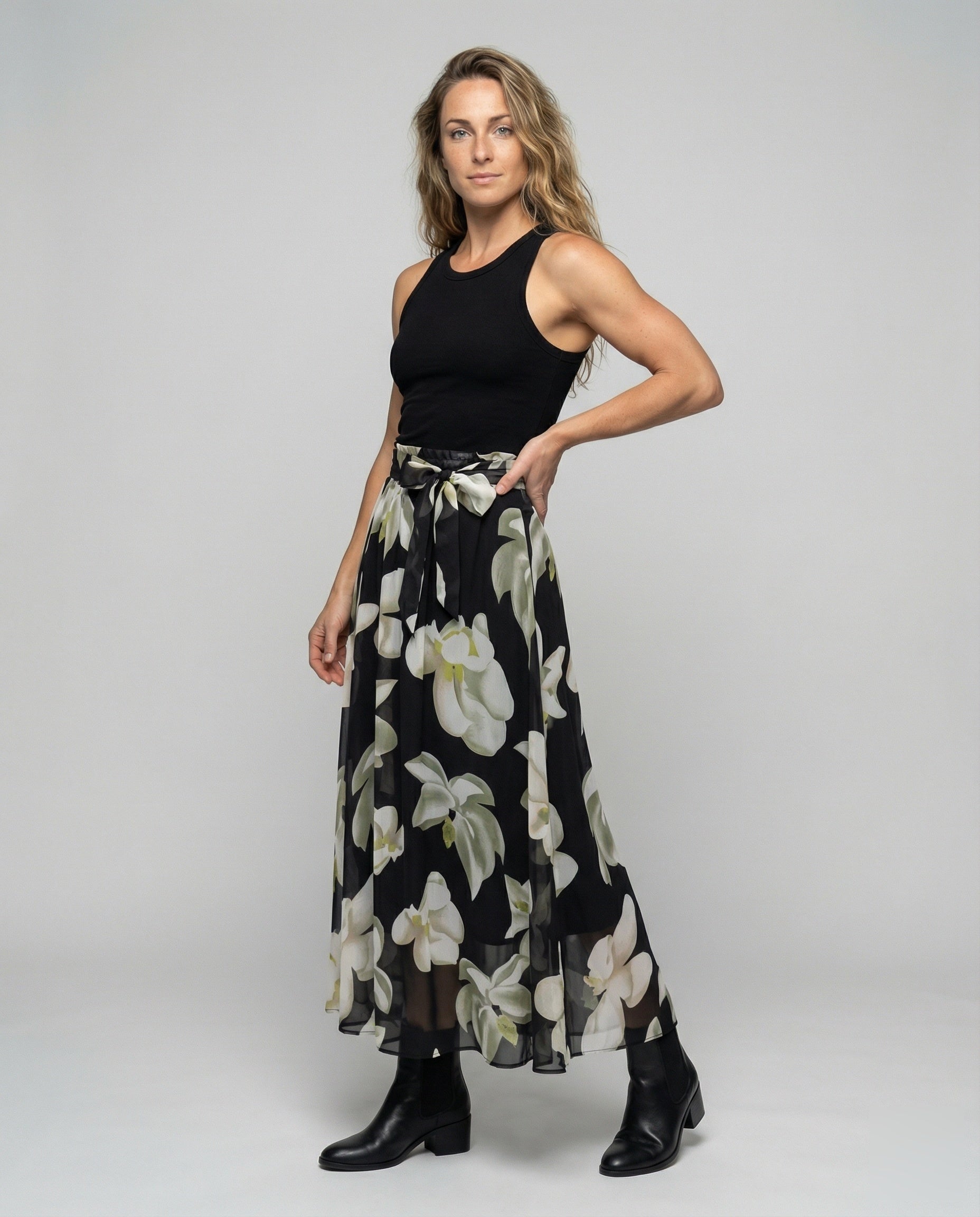 Damen Midaxi-Rock Blumenprint Fließend - Norvielle