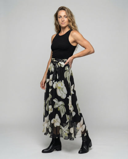 Damen Midaxi-Rock Blumenprint Fließend - Norvielle