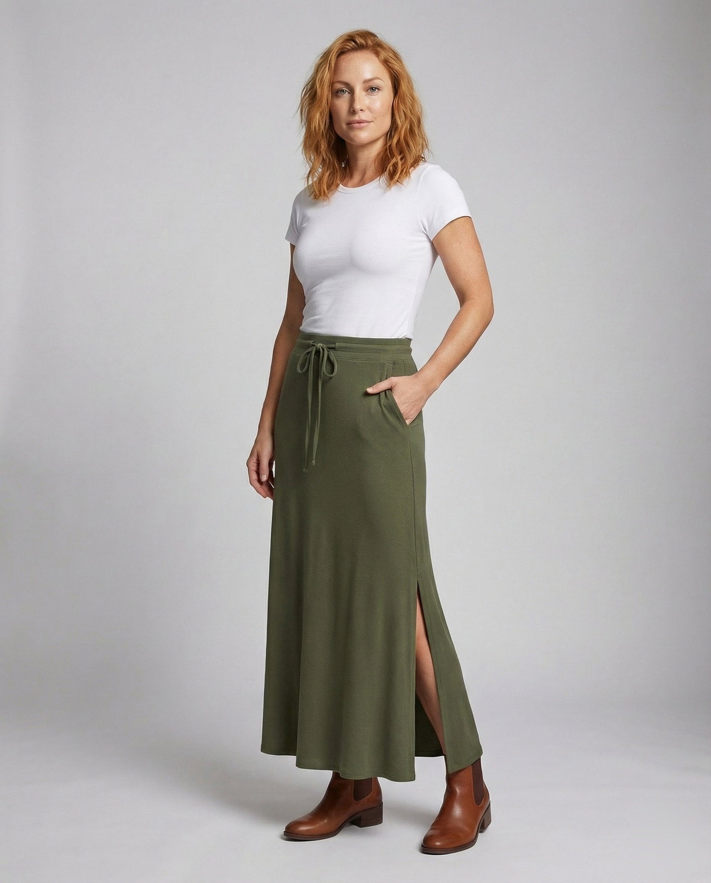 Damen Maxirock Fließend Jersey Plissee - Norvielle