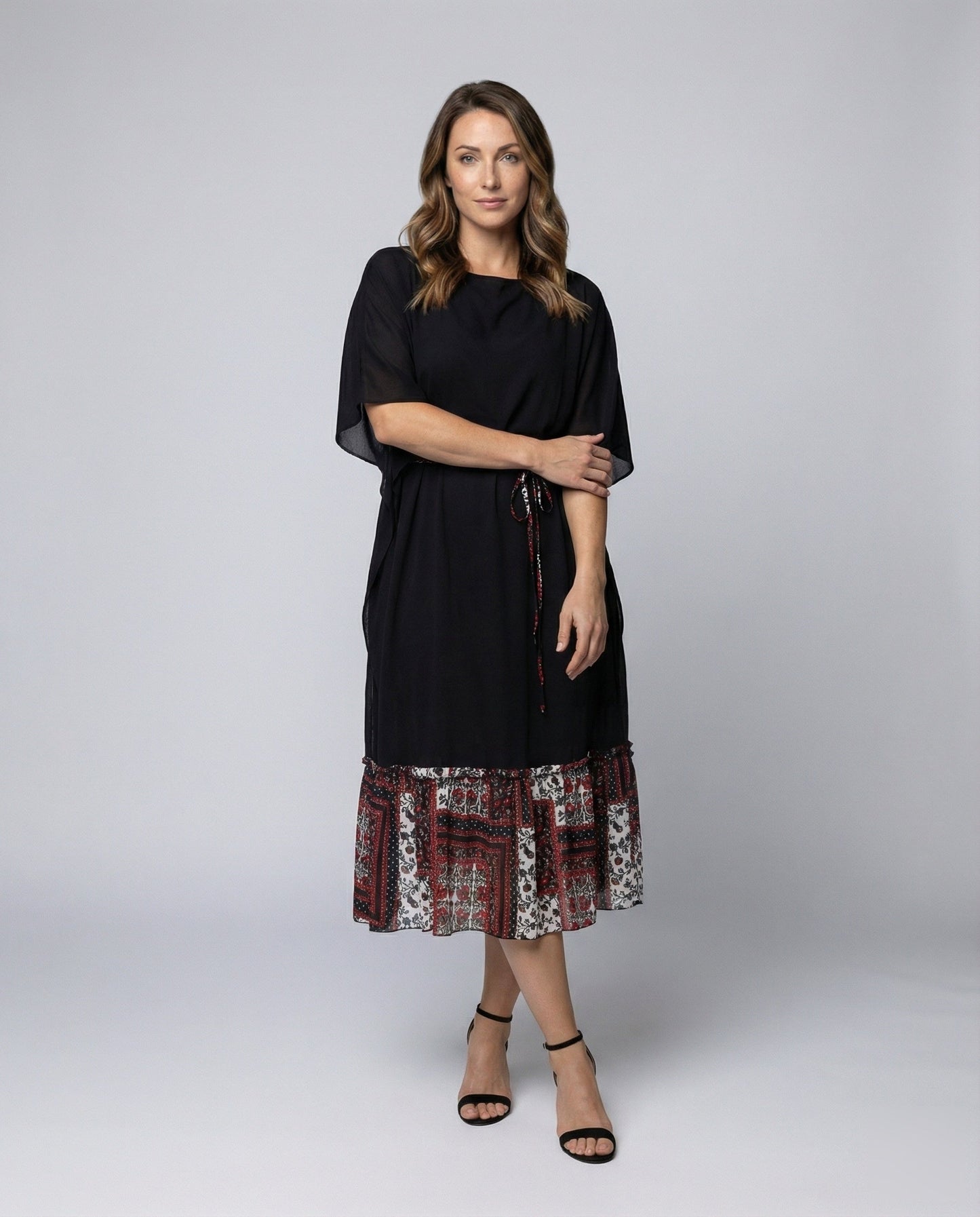 Damen Midikleid Fledermausärmel Fließend - Norvielle