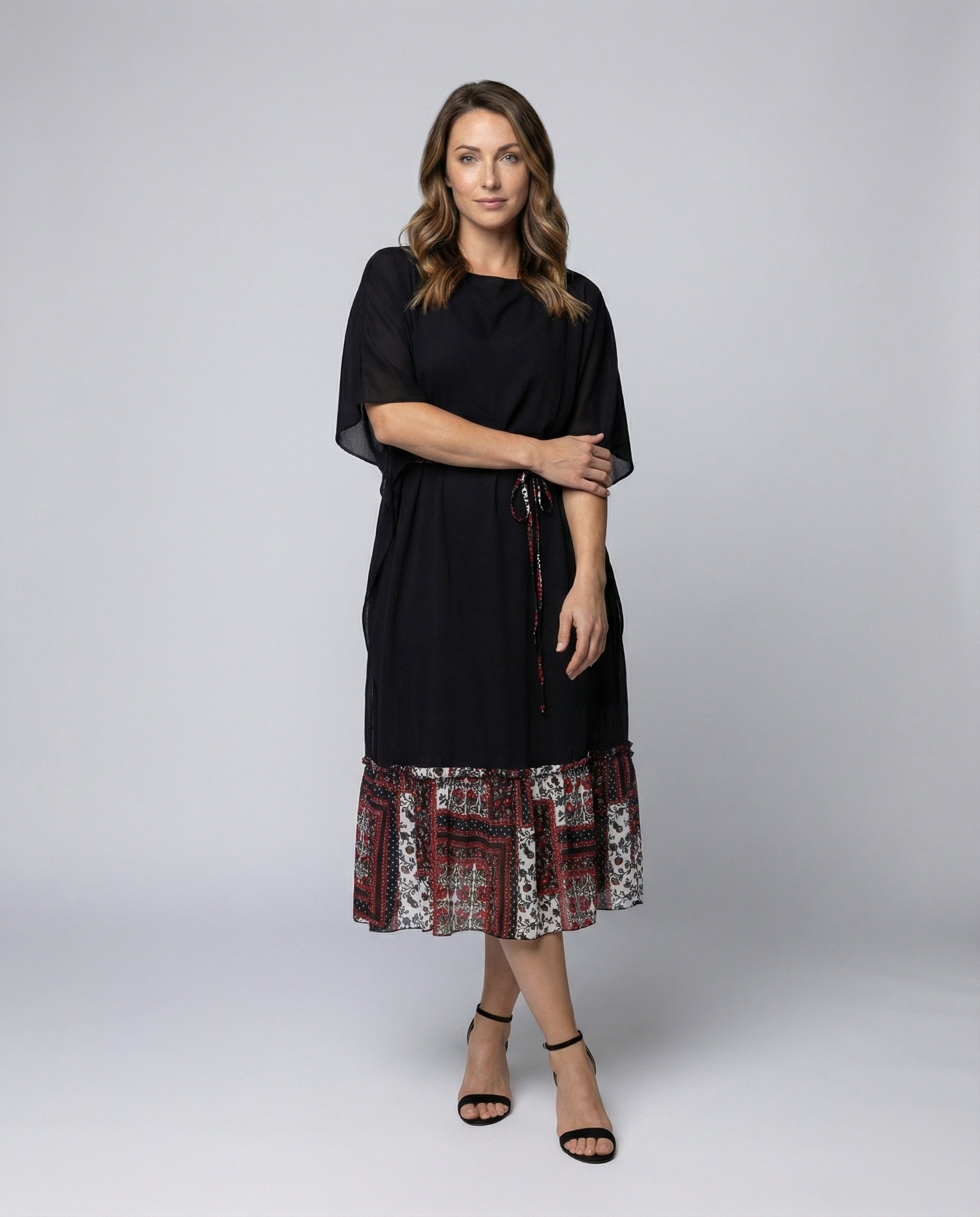 Damen Midikleid Fledermausärmel Fließend - Norvielle