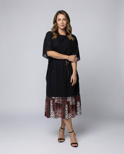 Damen Midikleid Fledermausärmel Fließend - Norvielle
