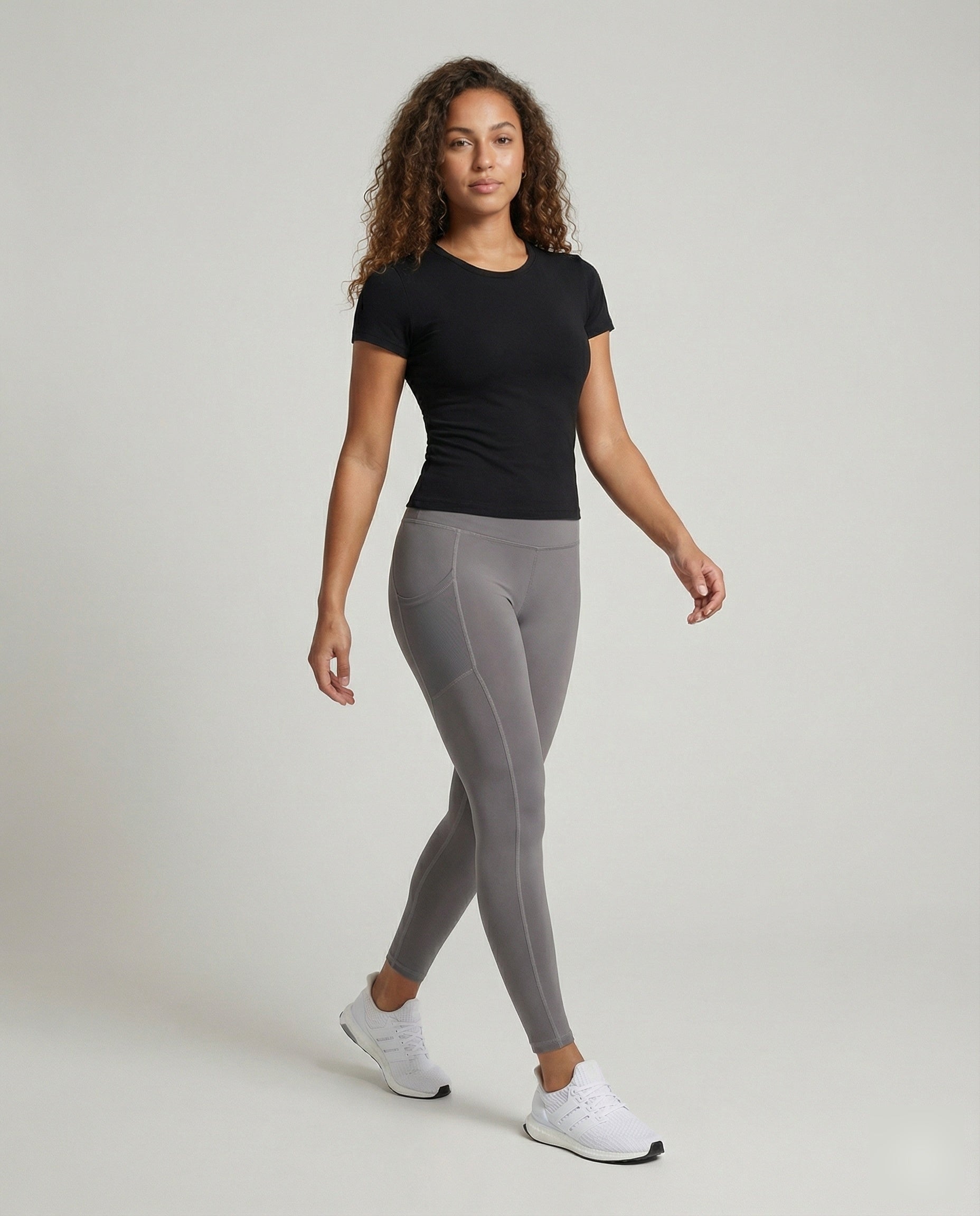 Damen Trainingsleggings Formend Netz-Tasche Schwarz - Norvielle