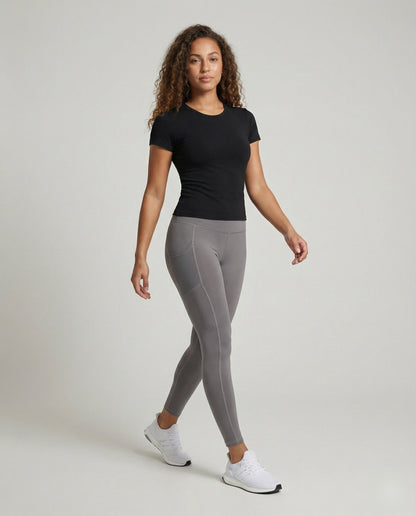 Damen Trainingsleggings Formend Netz-Tasche Schwarz - Norvielle