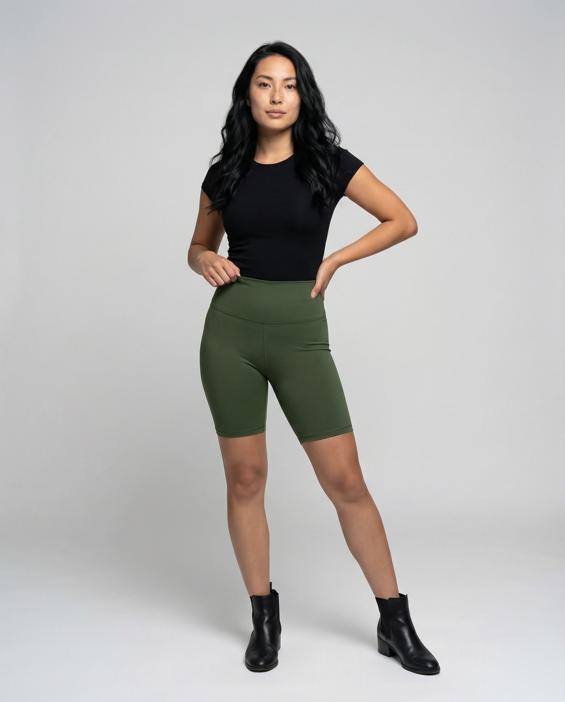 Damen Radlerhose Formender Bauch Schwarz - Norvielle
