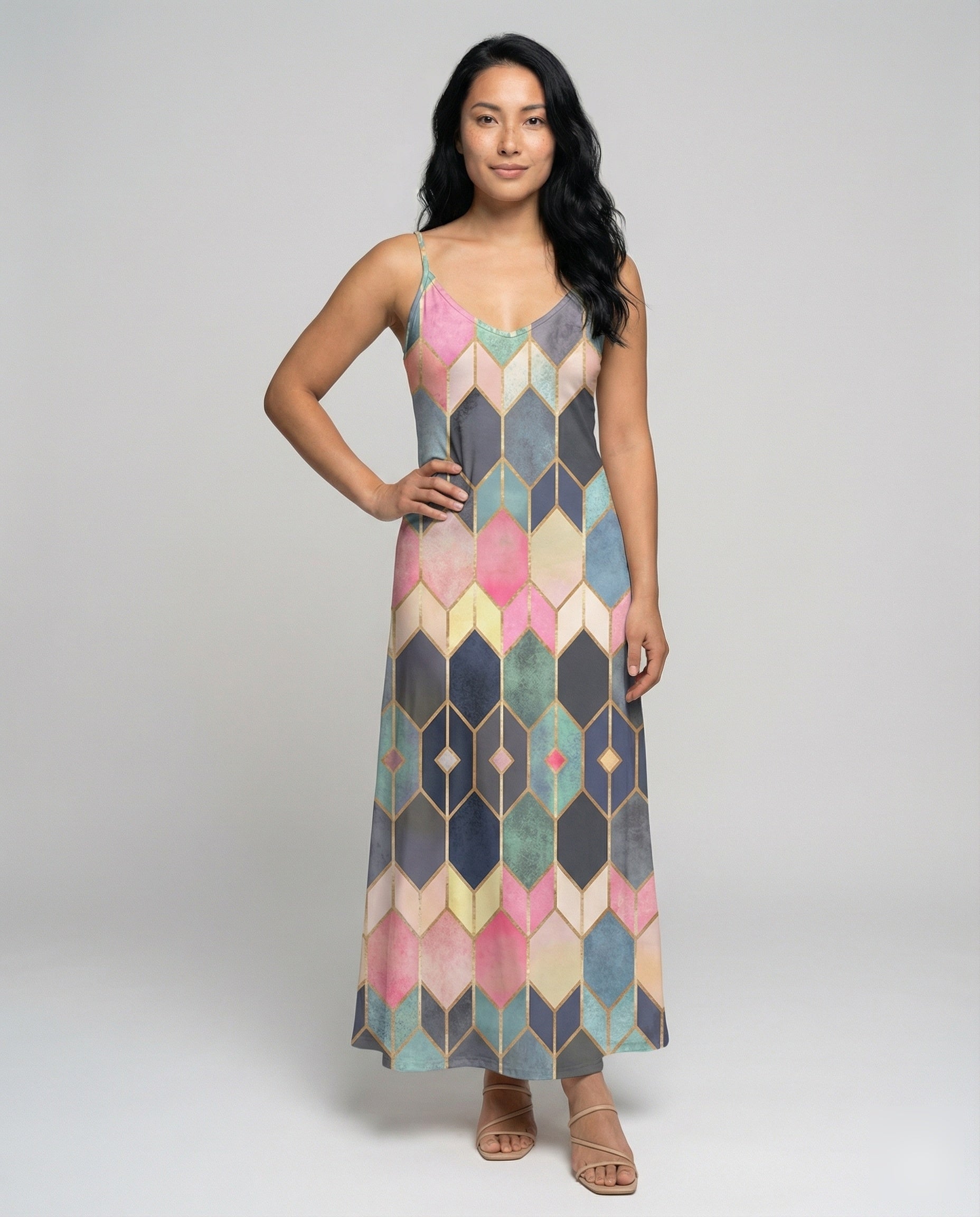 Damen Maxikleid Geometrisches Muster Swing-Schnitt - Norvielle