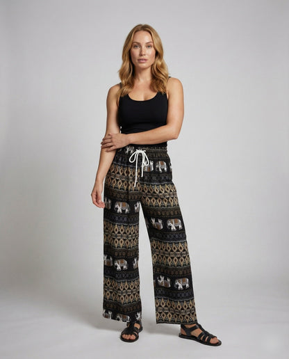 Damen Haremshose Ethno-Elefantenprint - Norvielle