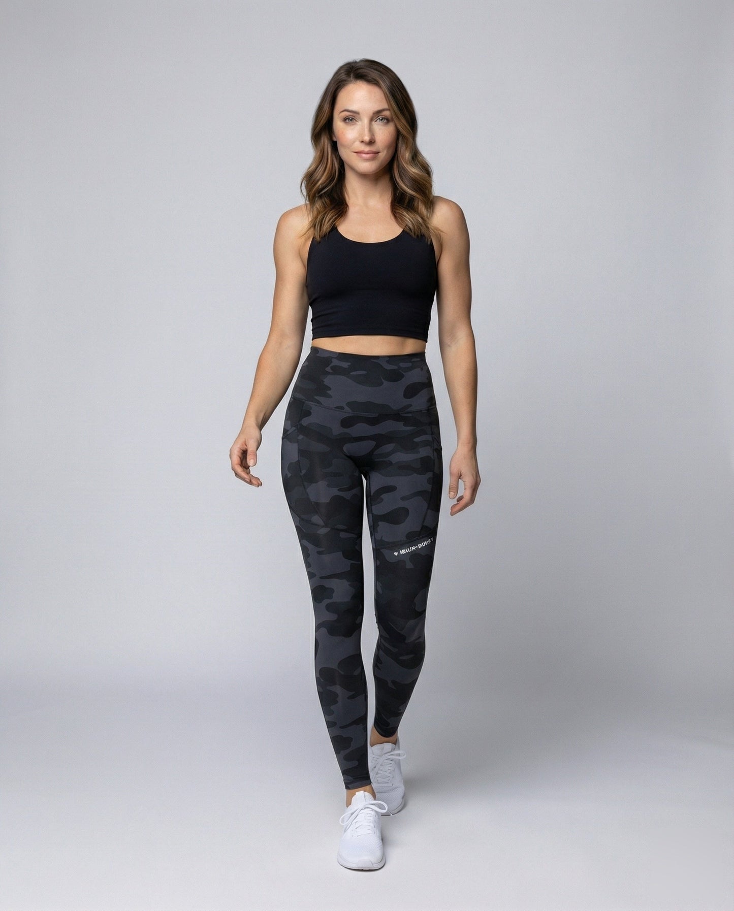 Damen Leggings Mit Handytasche Baumwolle Schwarz - Norvielle