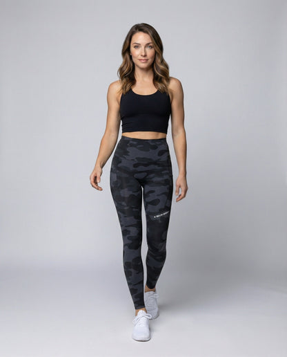Damen Leggings Mit Handytasche Baumwolle Schwarz - Norvielle