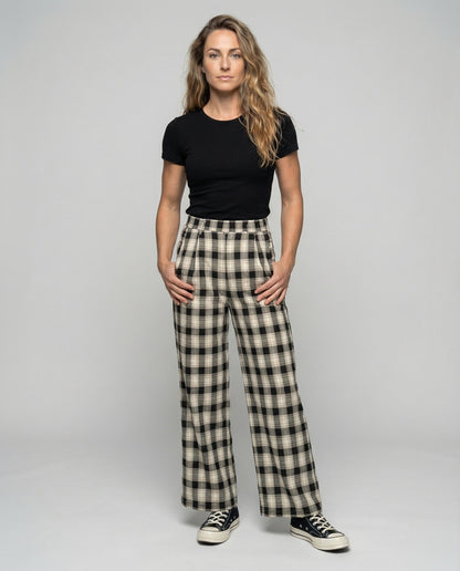 Damen Karohose Minimal-Check Elastikbund - Norvielle