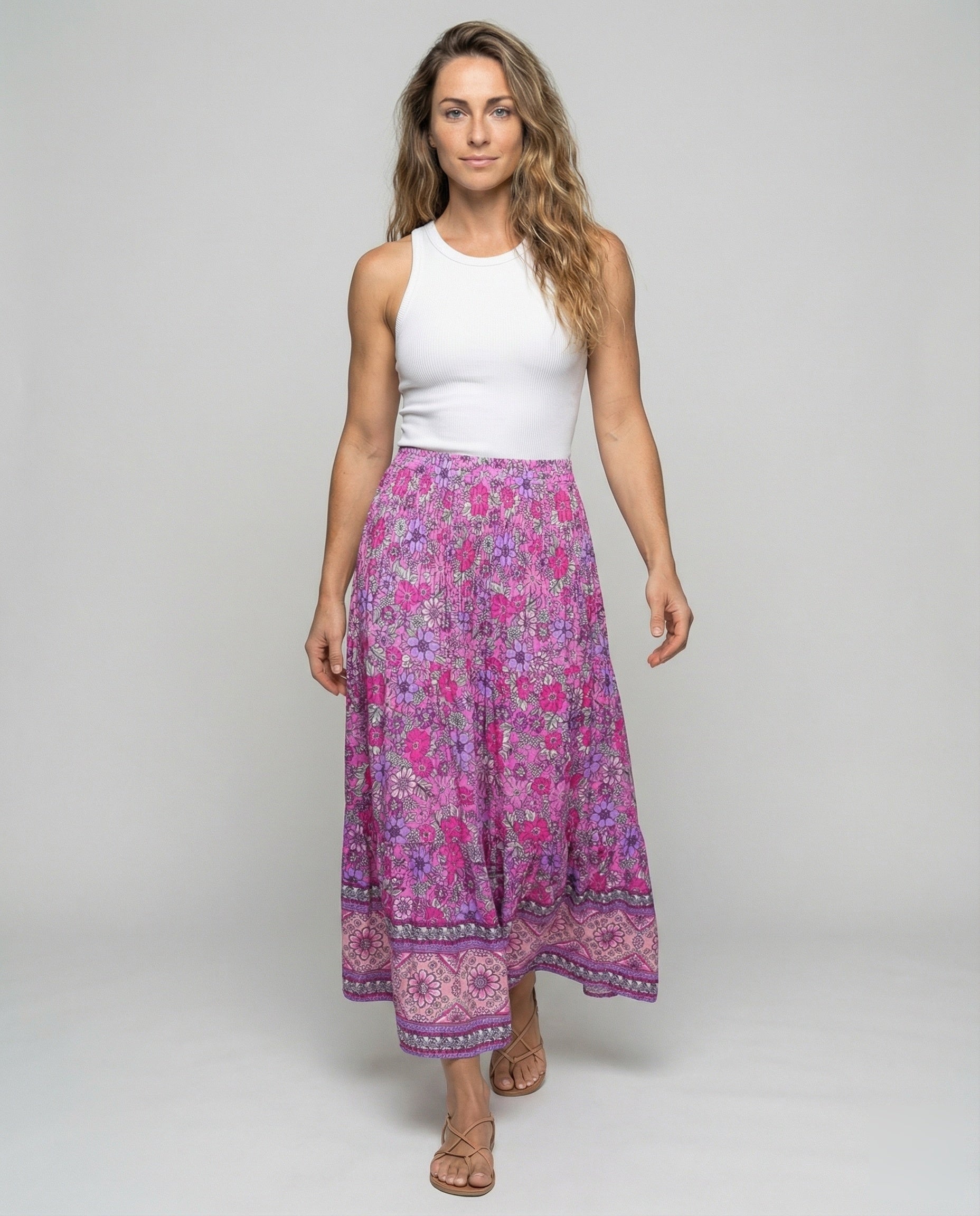 Damen Stufenrock Boho-Stil Knöchellang - Norvielle