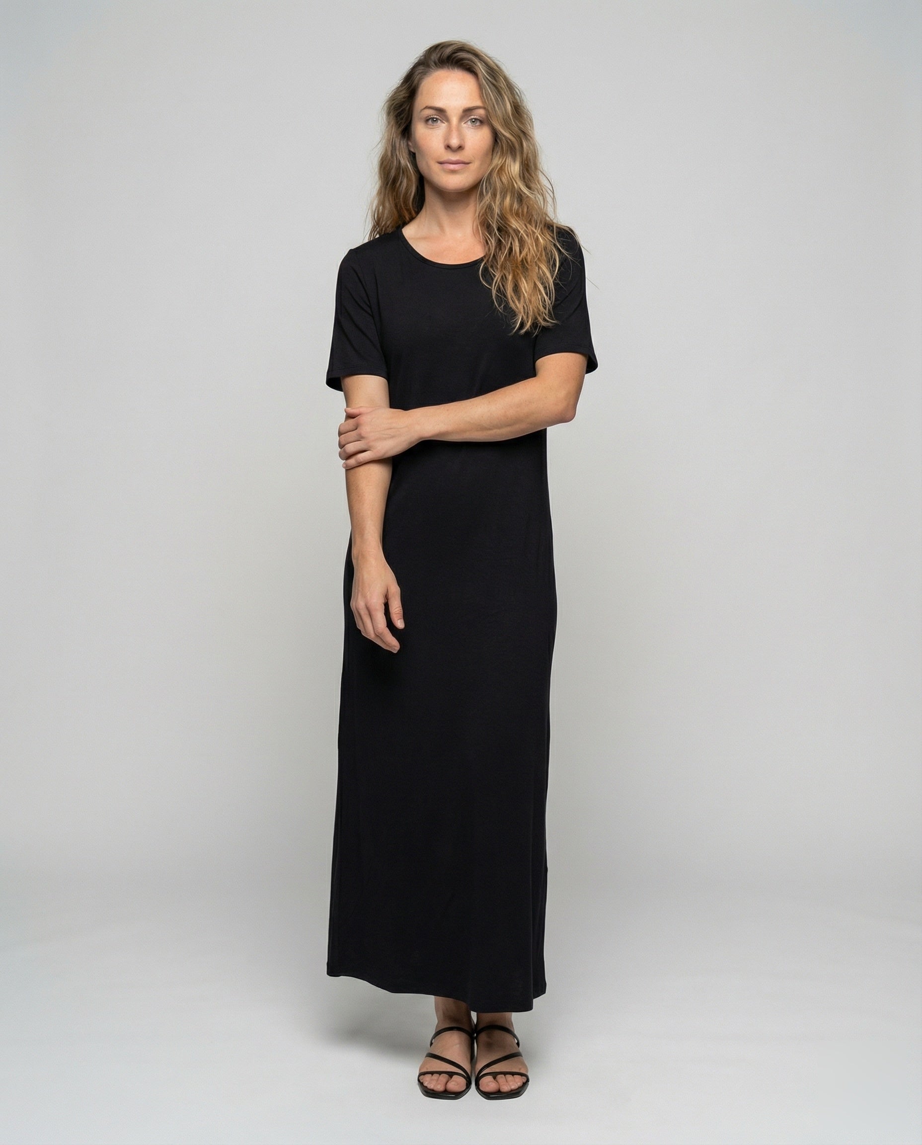 Damen Jersey-Kleid Knöchellang Baumwolle - Norvielle