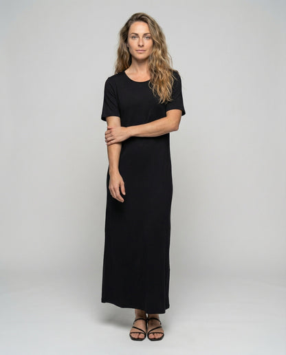 Damen Jersey-Kleid Knöchellang Baumwolle - Norvielle