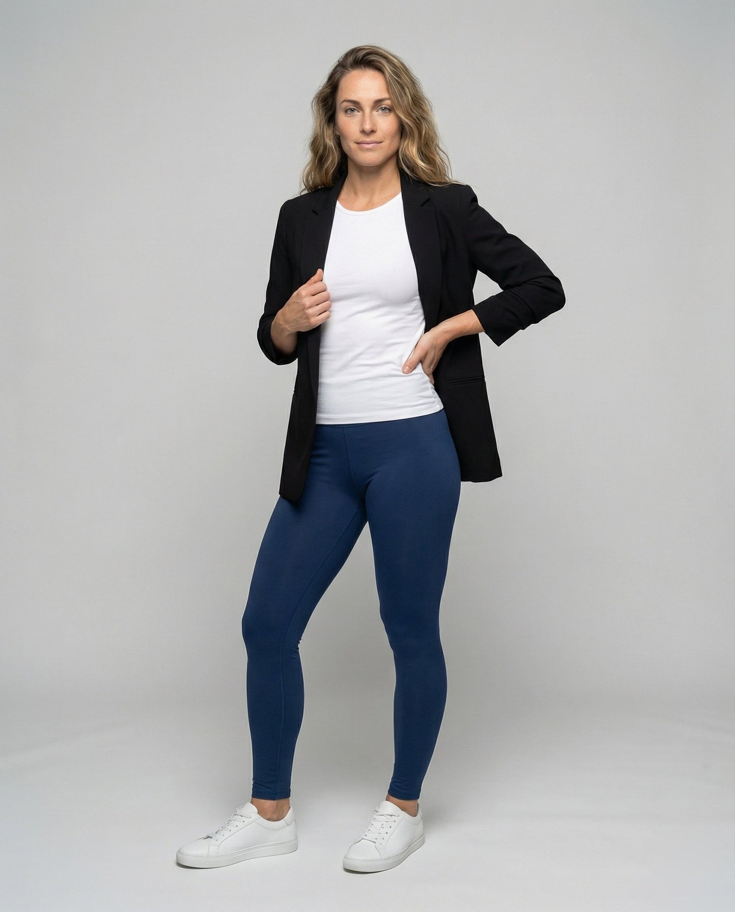 Damen Komfort Leggings Übergröße Stretchjersey Schwarz - Norvielle
