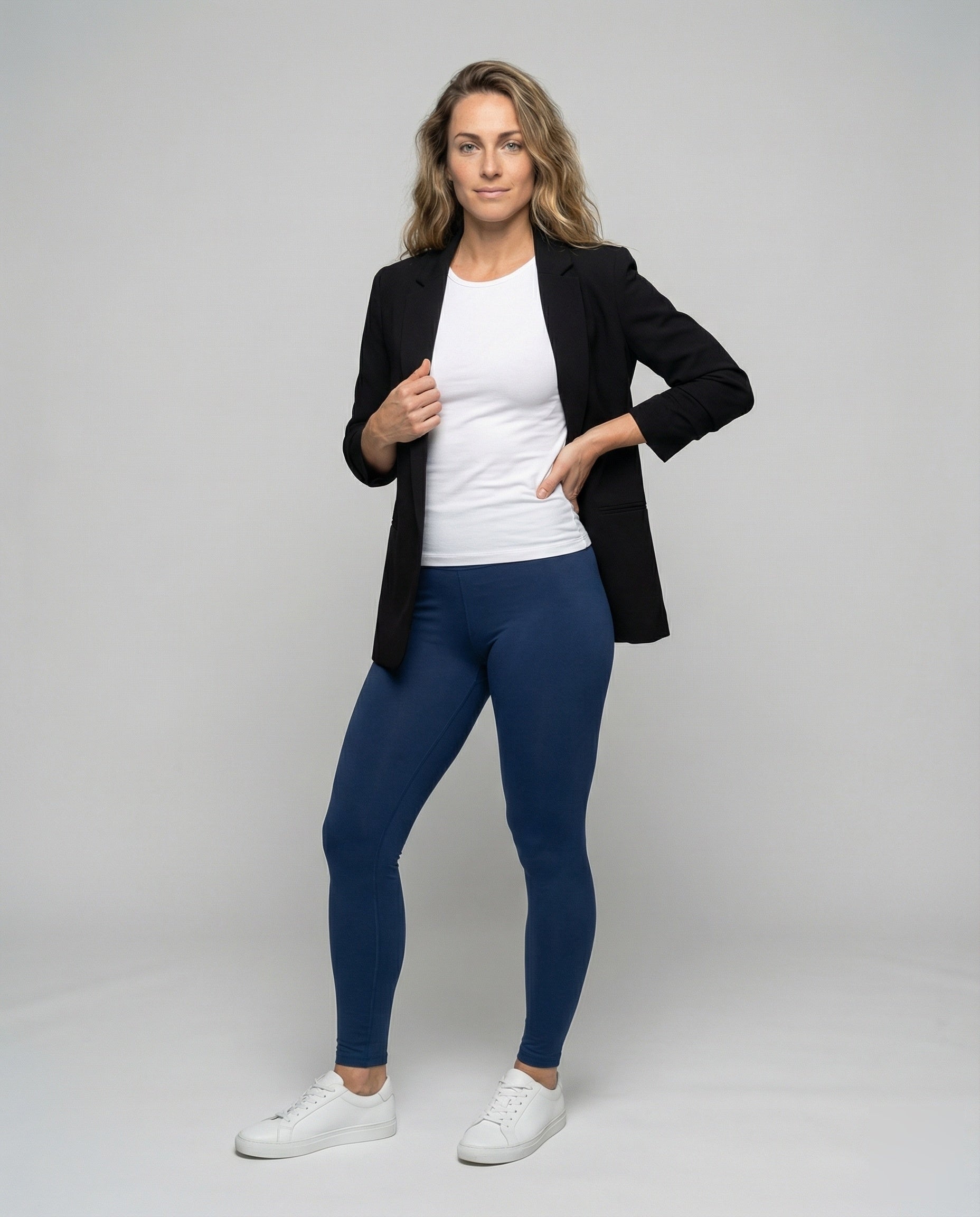 Damen Komfort Leggings Übergröße Stretchjersey Schwarz - Norvielle