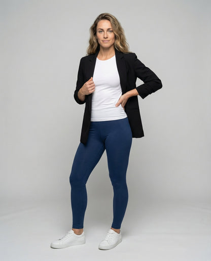 Damen Komfort Leggings Übergröße Stretchjersey Schwarz - Norvielle