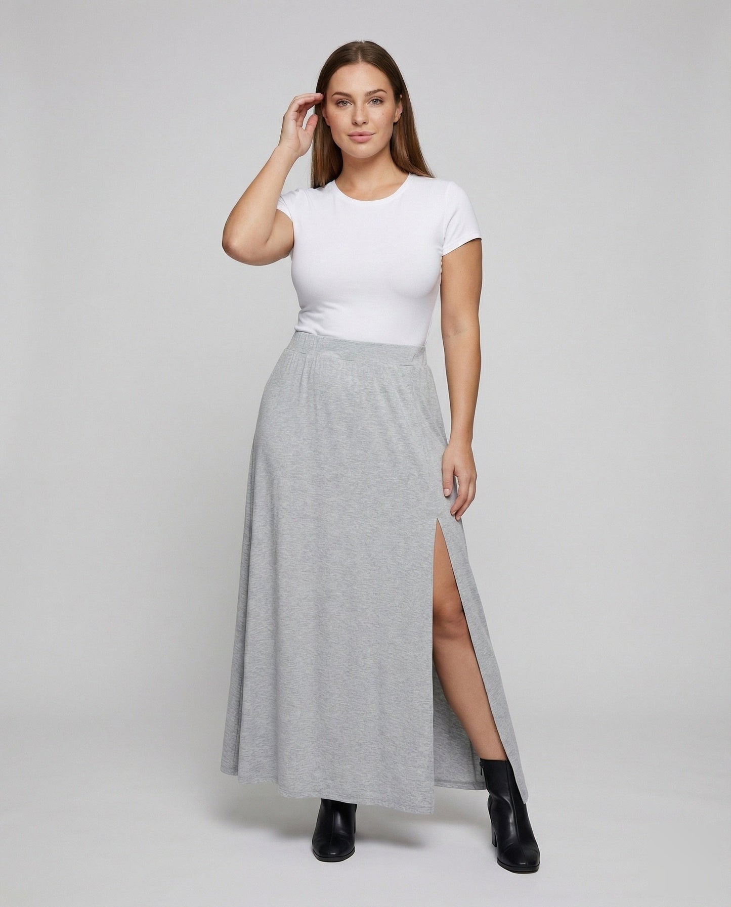 Damen Maxi-Rock Lagenrock mit tiefem Seitenschlitz - Norvielle