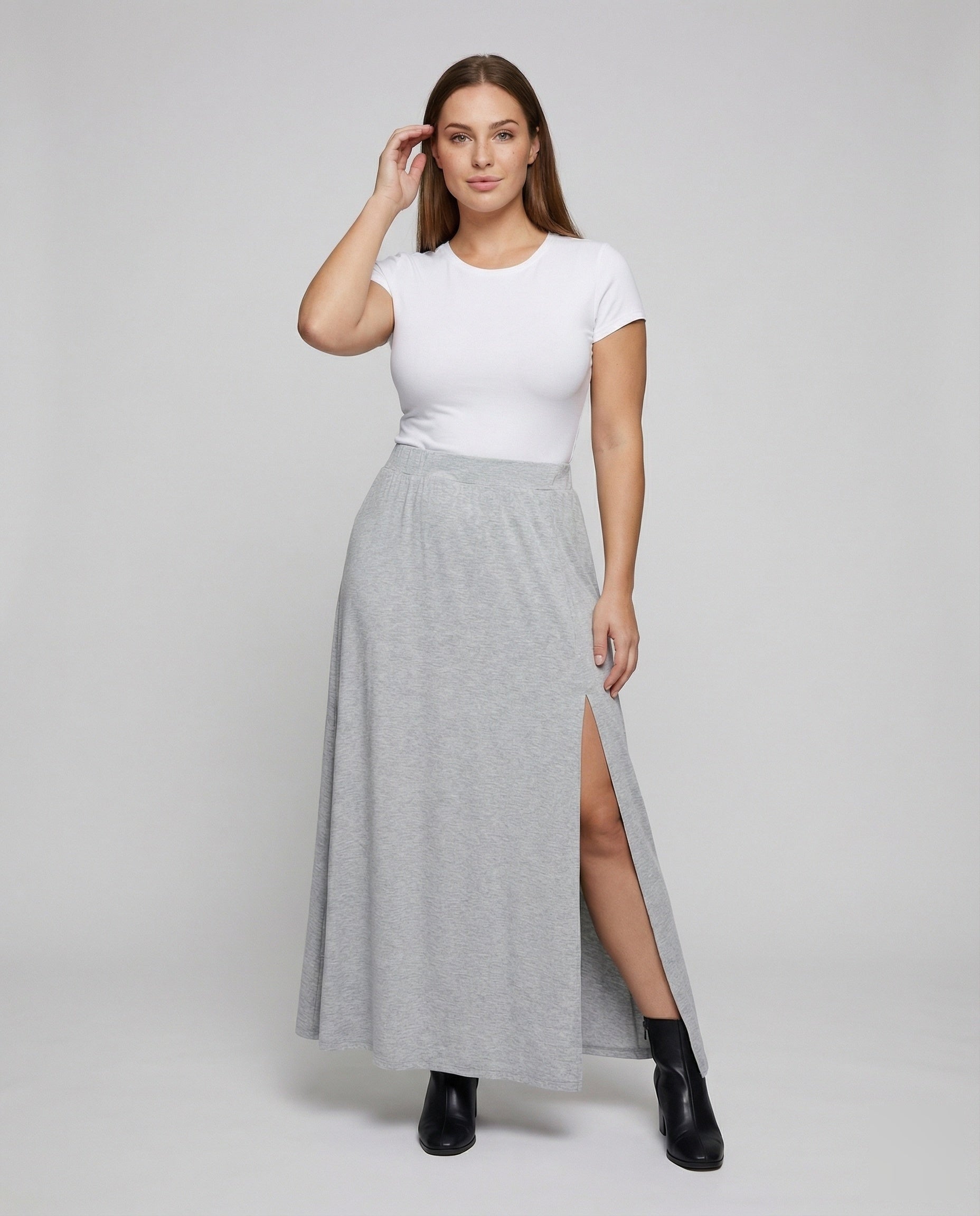 Damen Maxi-Rock Lagenrock mit tiefem Seitenschlitz - Norvielle