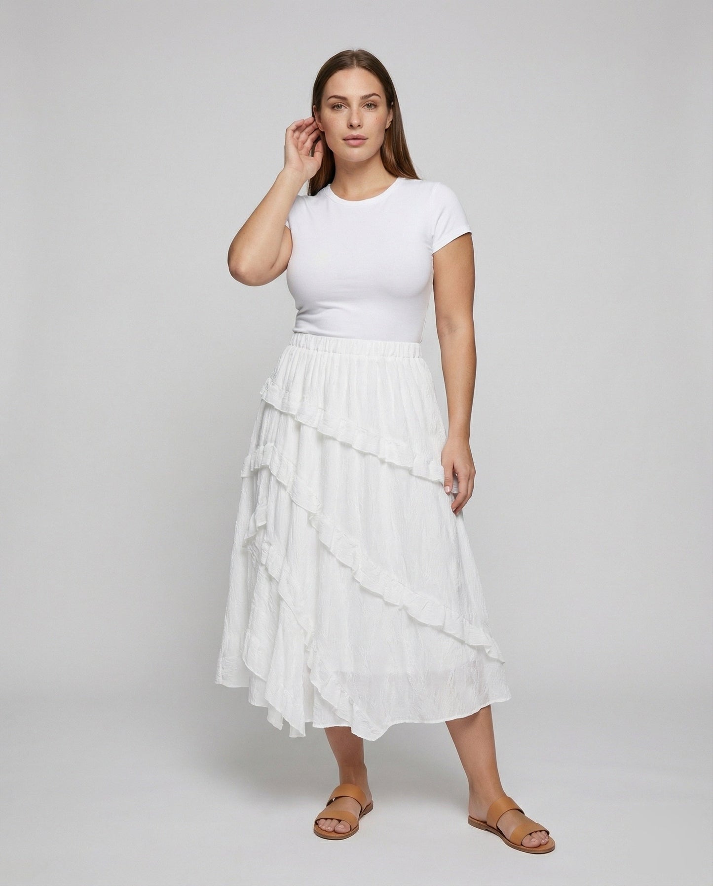 Damen Spitzenrock Asymmetrisch Volant - Norvielle