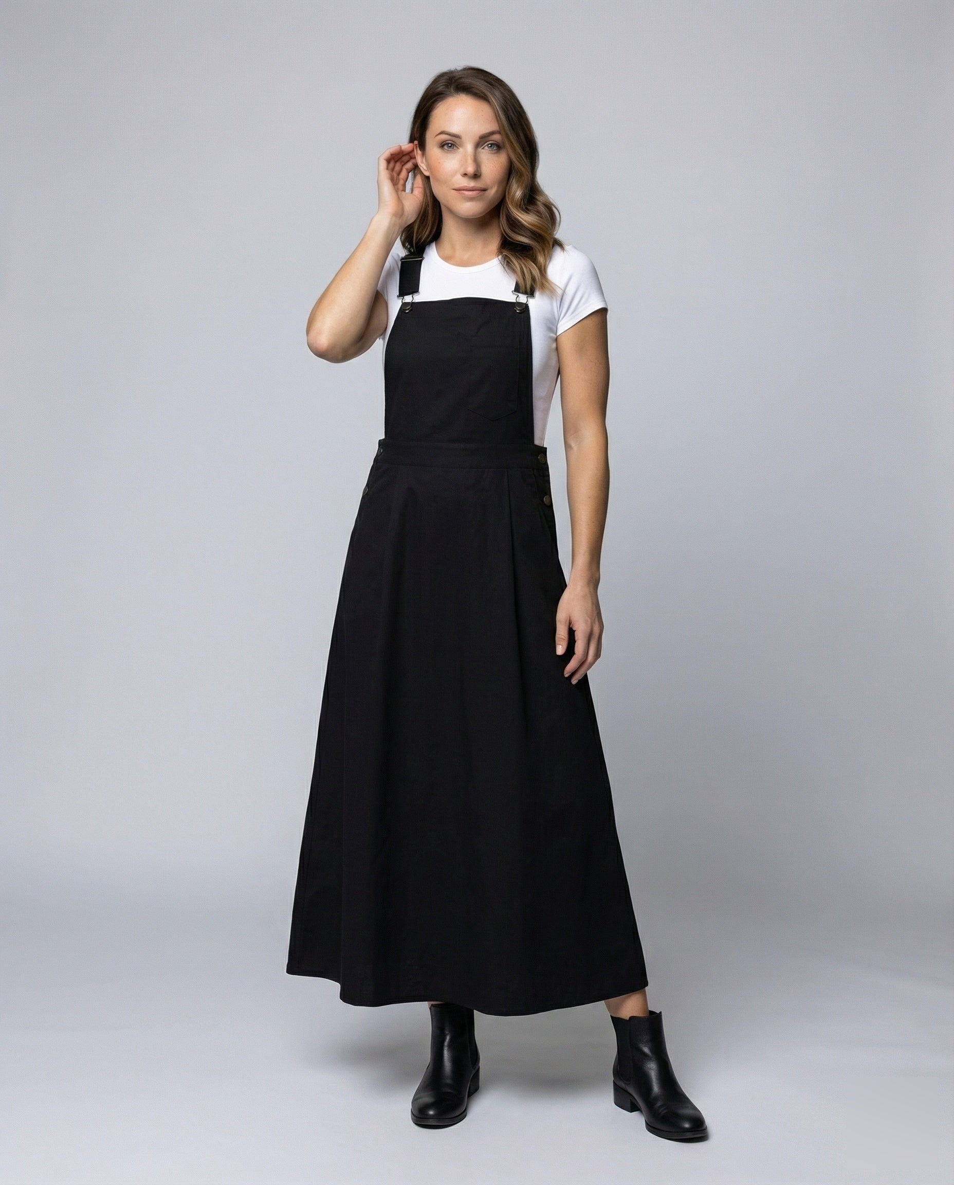 Damen Maxikleid mit Latz und verstellbaren Trägern - Norvielle