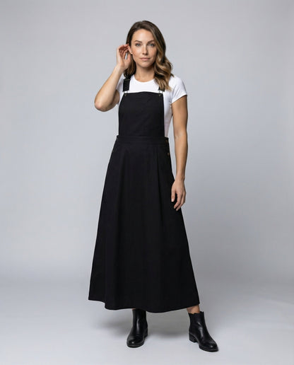 Damen Maxikleid mit Latz und verstellbaren Trägern - Norvielle