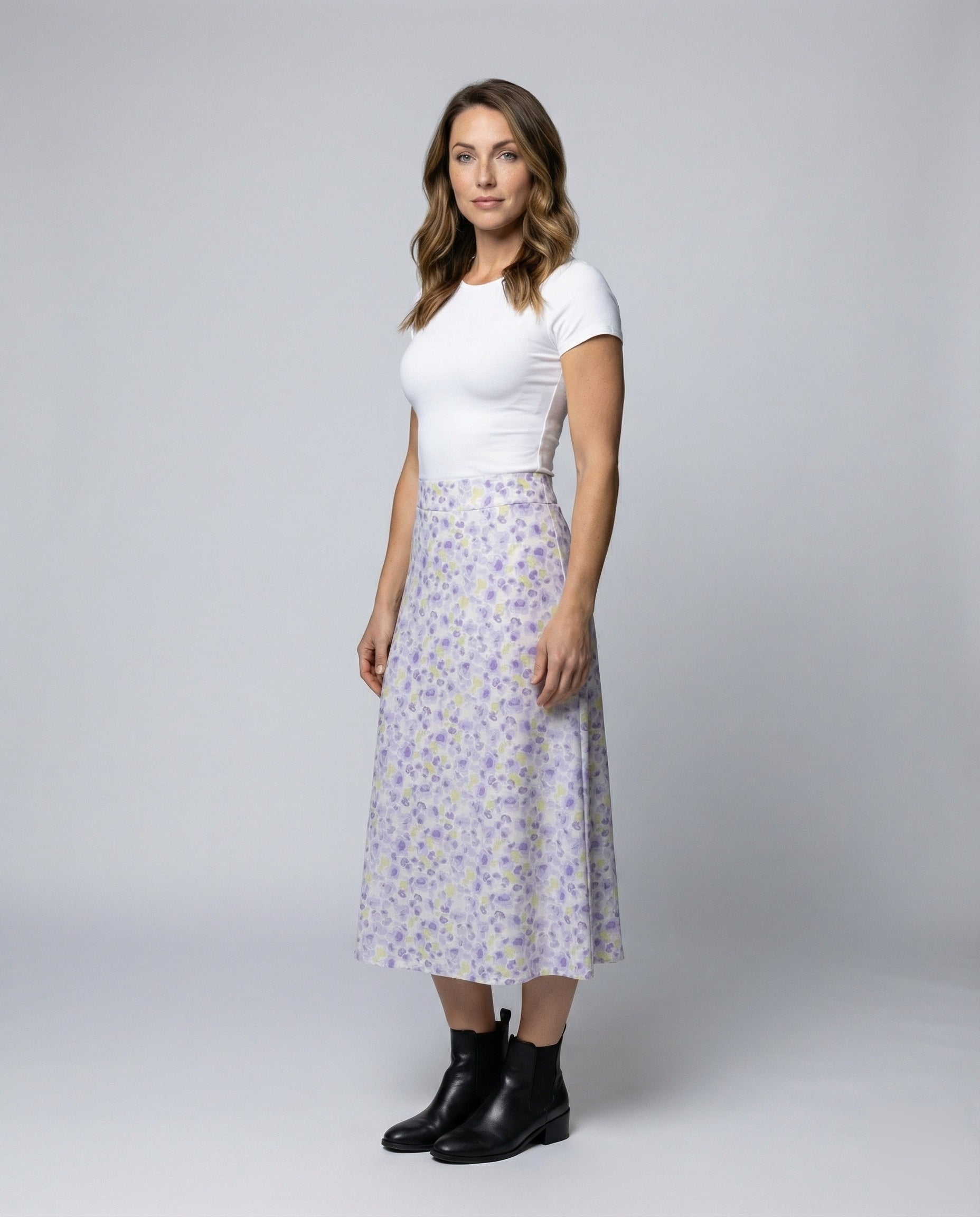 Damen Midirock Leicht Aquarellmuster - Norvielle